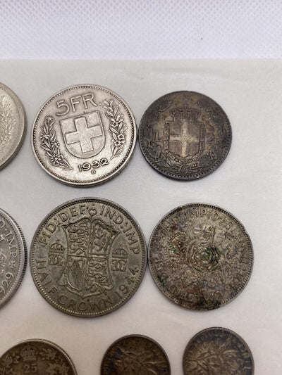 Silver Foreign Coins Lot 16 Silver Coins Big Great Looking Lot #344-10