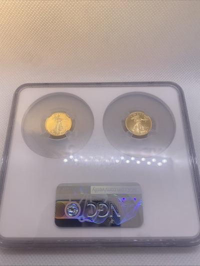 2021-W T1 and T2 Set Designer Ed. Gold Eagle 1/10 oz NGC PF70 FDOI First Day