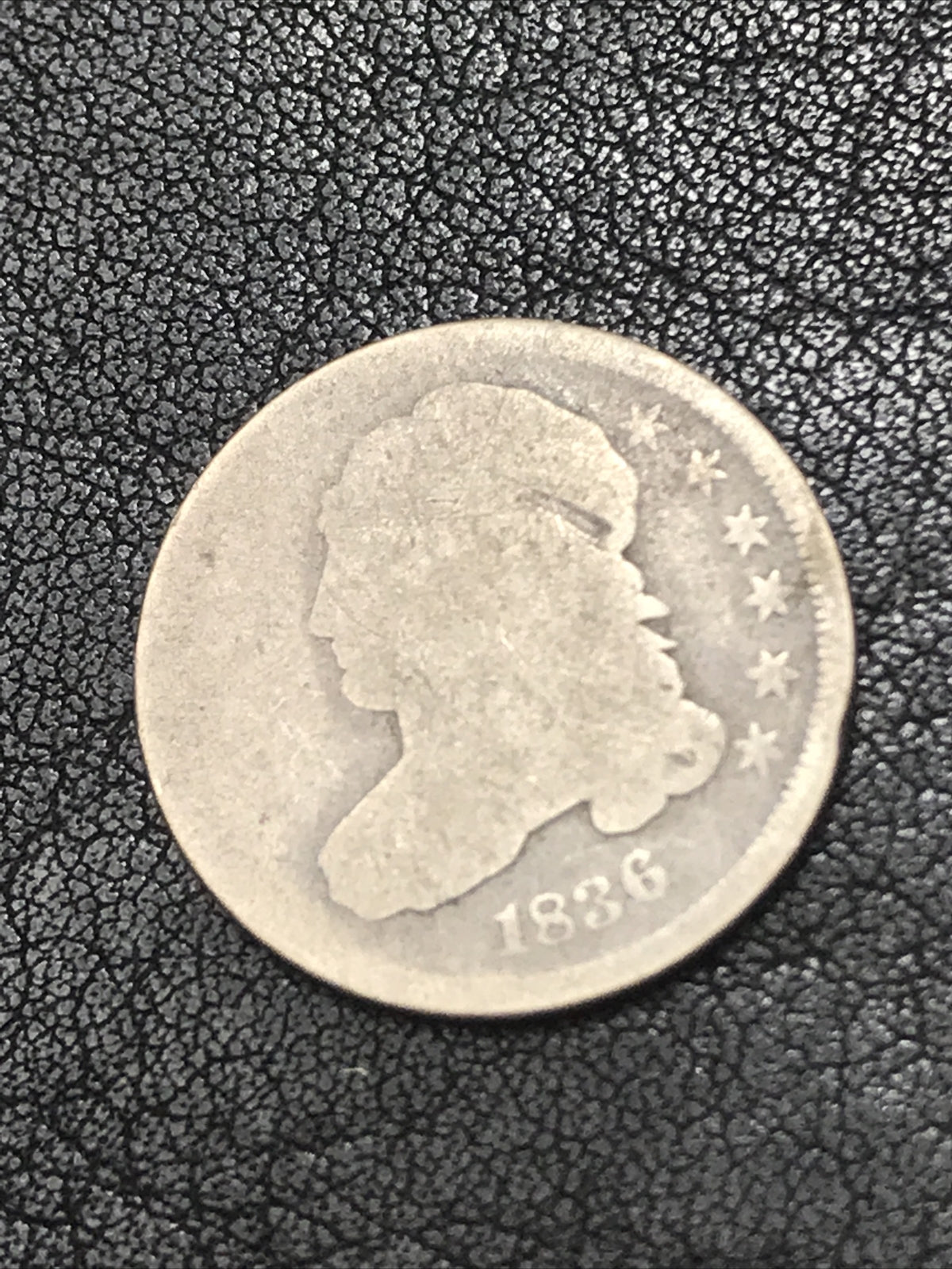 1836 Capped Bust Dime 10c Silver Coin Fancy 8 JR-1 R-3 RARE #23155