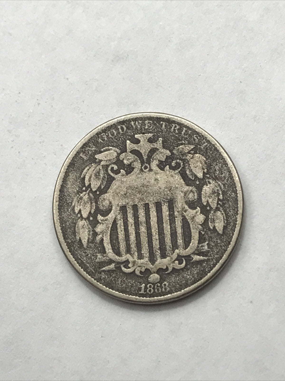 1868 Shield Nickel 5 Cents 5C Civil War Era Nickel US Coin