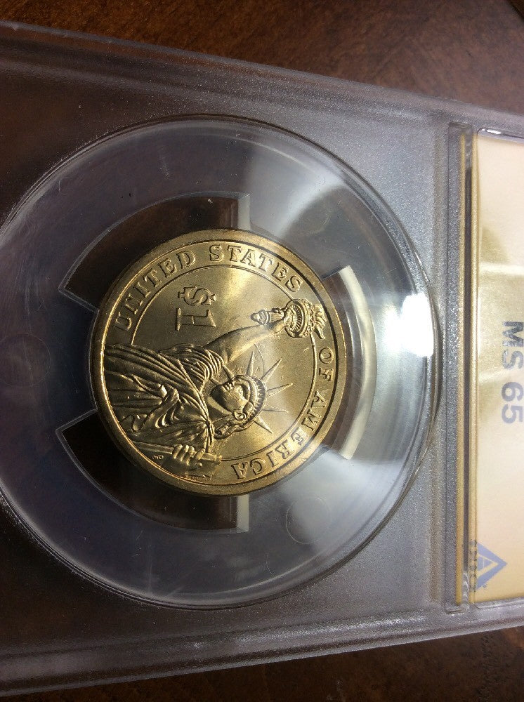 2007 John Adams Presidential Dollar Die Clash Anacs MS65 Rare ERROR COIN **567