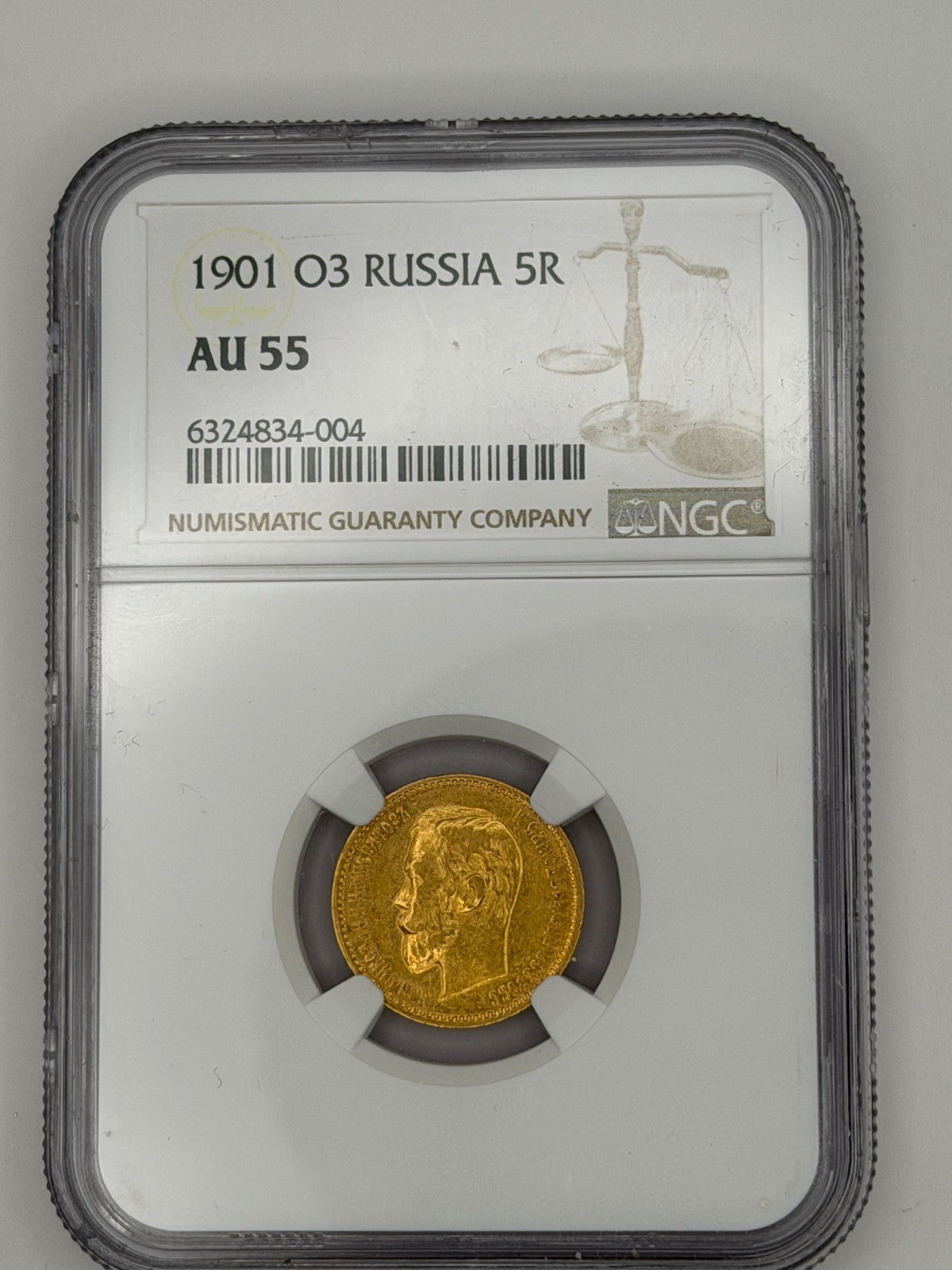 1901 5 Rubles NGC AU55 Beautiful Coin