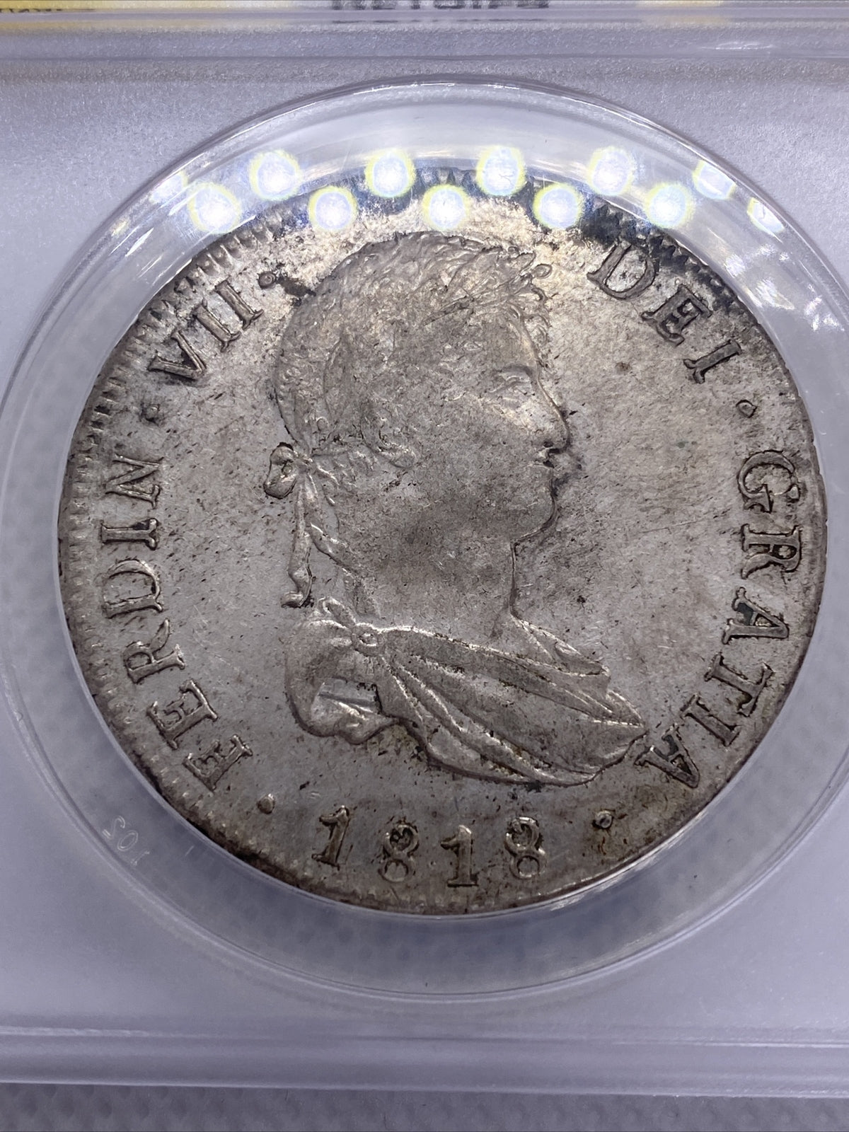 1818 PTS PJ Bolivia Silver 8R 8 Reales AU 50 Details Anacs Silver Potosi #558