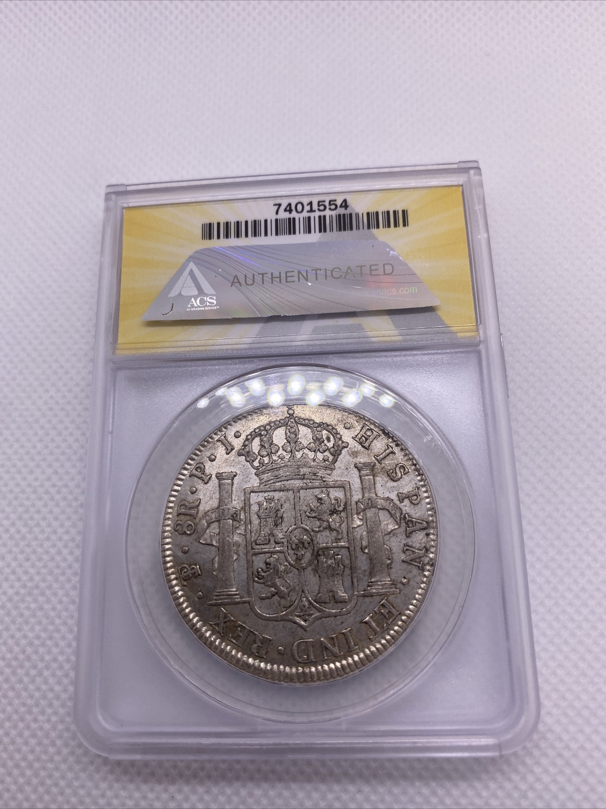 1821 PTS 8 Reales Bolivia Ferdinand VII Silver Anacs AU53 Details Silver #554