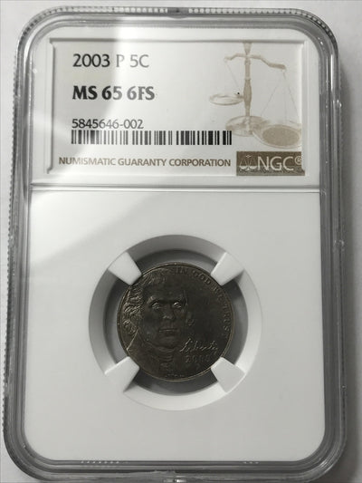 2009 P Nickel 5C MS65 6FS Sintered Planchet Error Coin and Error Label