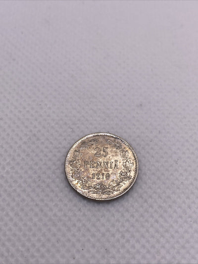 1916 S 25 Pennia Silver Finland Silver Coin Beautiful #736-10