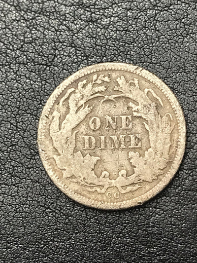 1876 CC Seated Liberty Dime 10 Cents Silver Coin #92290