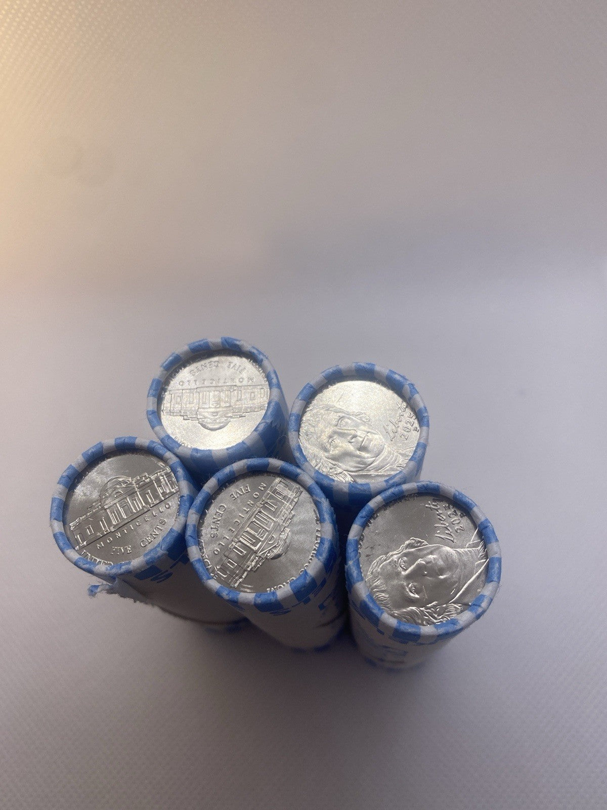 2025 P Jefferson Nickels From BANK BOX - FIVE BU Rolls From The Box Brand New