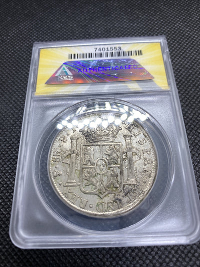 1819 PTS PJ Bolivia Silver 8R 8 Reales AU 53 Details Anacs Silver Potosi #553