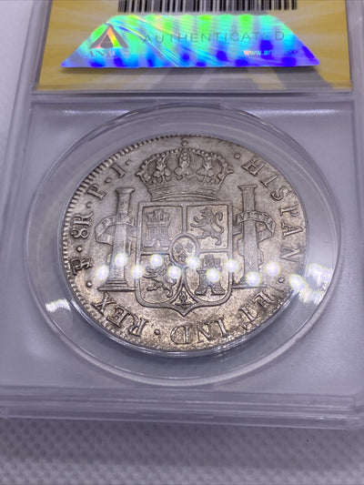 1818 PTS PJ Bolivia Silver 8R 8 Reales AU 55 Details Anacs Silver Potosi #562