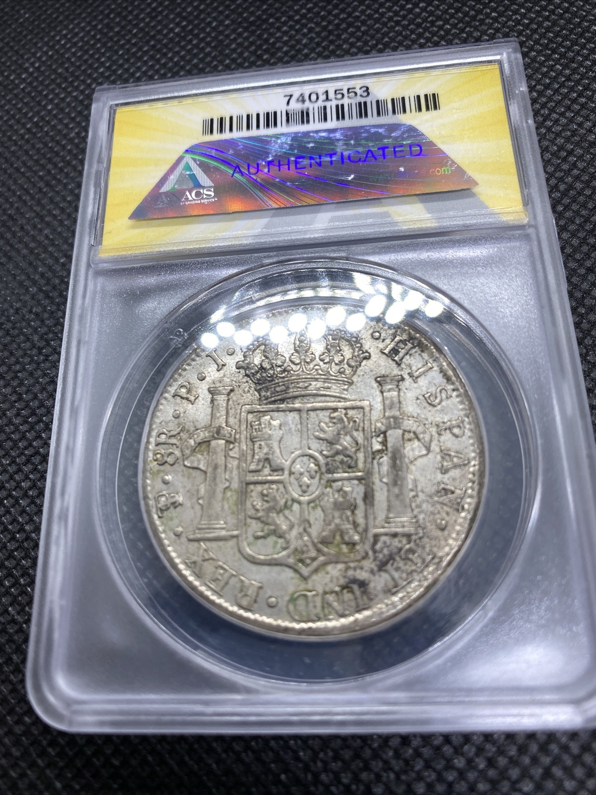 1819 PTS PJ Bolivia Silver 8R 8 Reales AU 53 Details Anacs Silver Potosi #553