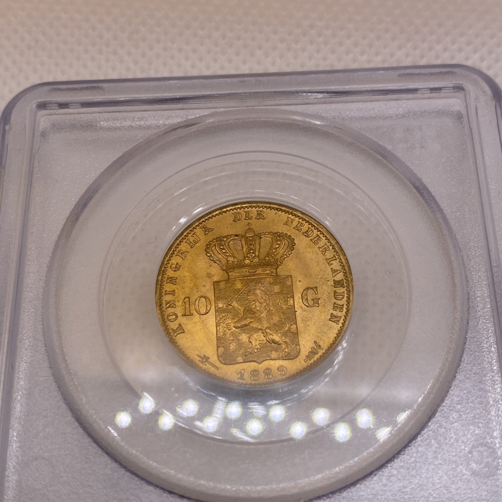 1889 10 Gulden Netherlands Graded PCGS MS67 Gold Coin High Grade Last Year Issue