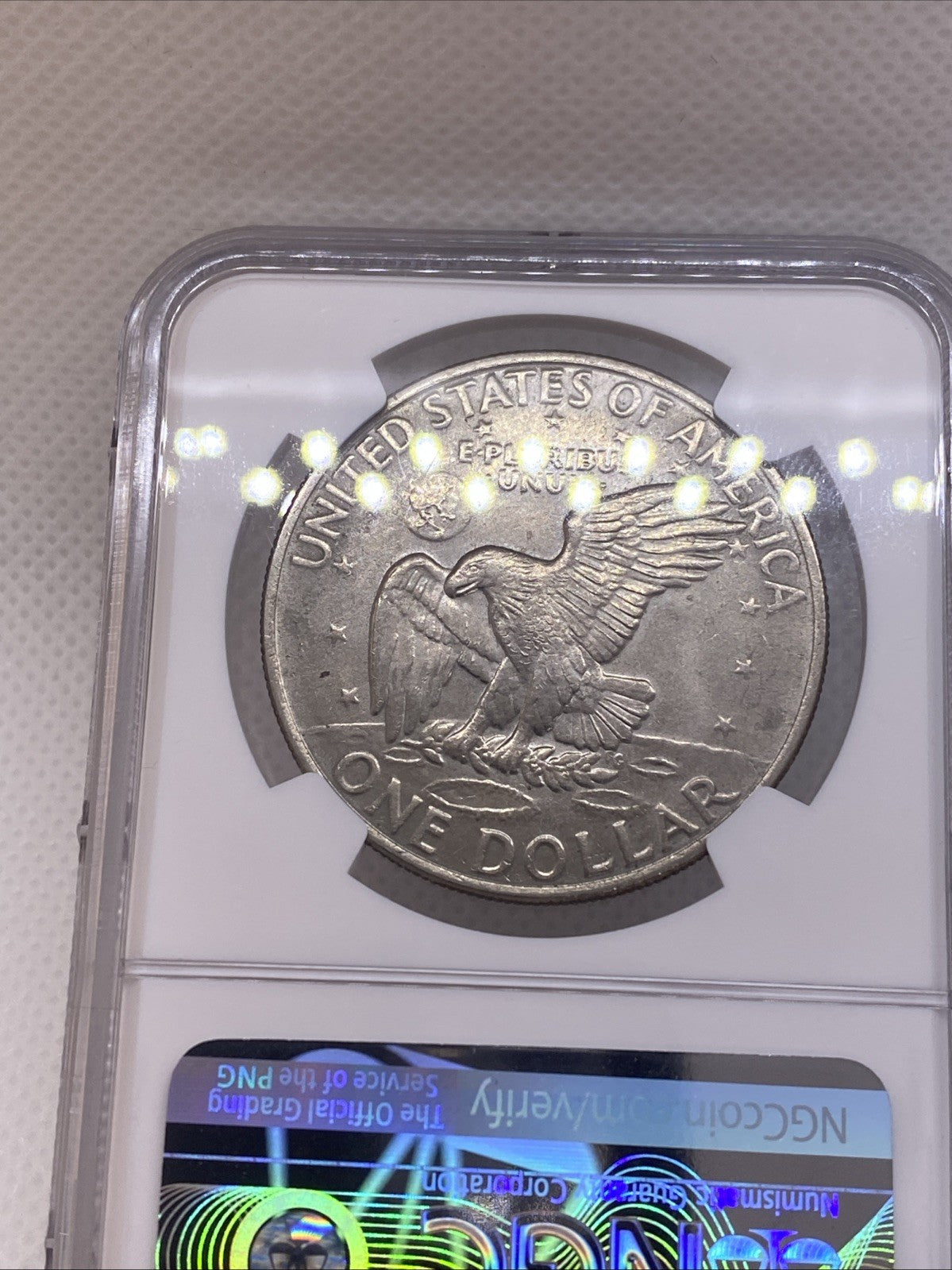 1971-D Eisenhower IKE Dollar NGC AU58 Type 1 Rev RDV-006 Friendly Eagle FS-901