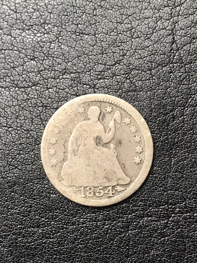 1854 Seated Liberty Half Dime with Arrows H10 5c Silver Coin #5992