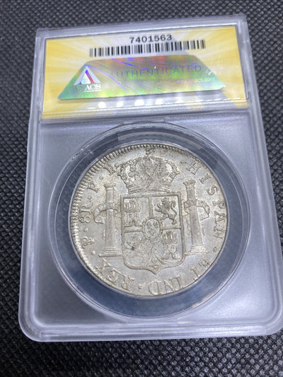 1817 PTS Bolivia 8 Reales 8R Anacs AU50 Silver Coin Colonial Rare