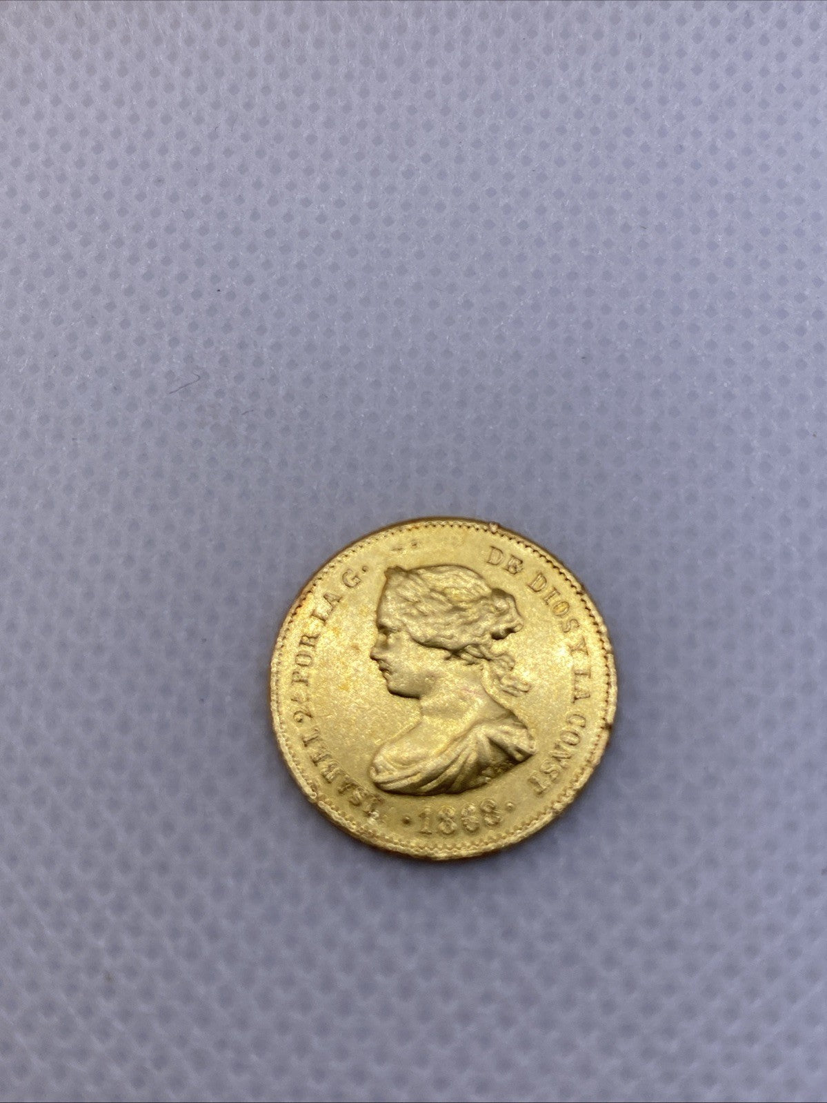 1868 4 Escudos Isabel II Gold Coin Rare