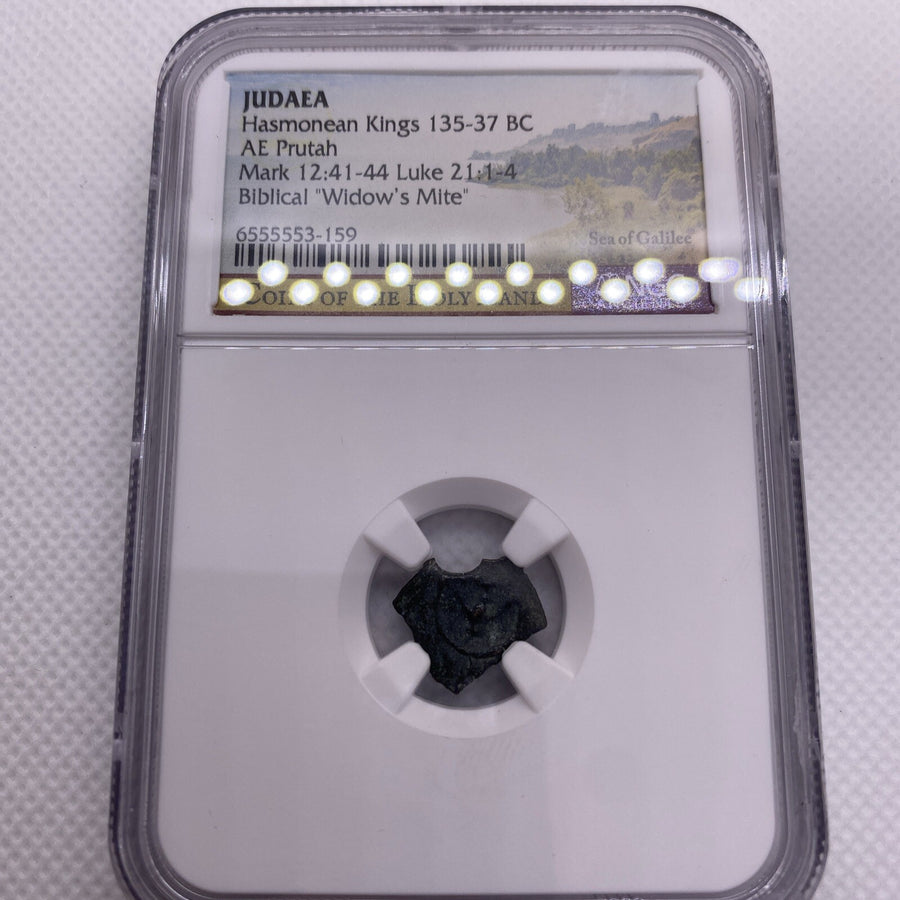 135-37 BC Judaea Hasmonean Kings AE Prutah Biblical Widow's Mite NGC Graded