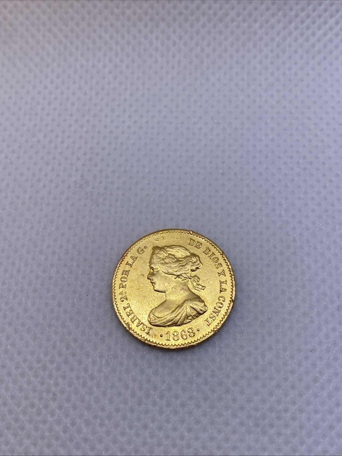 1868 4 Escudos Isabel II Gold Coin Rare