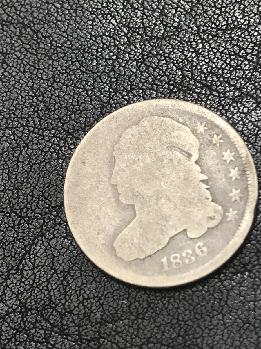 1836 Capped Bust Dime 10c Silver Coin Fancy 8 JR-1 R-3 RARE #23155