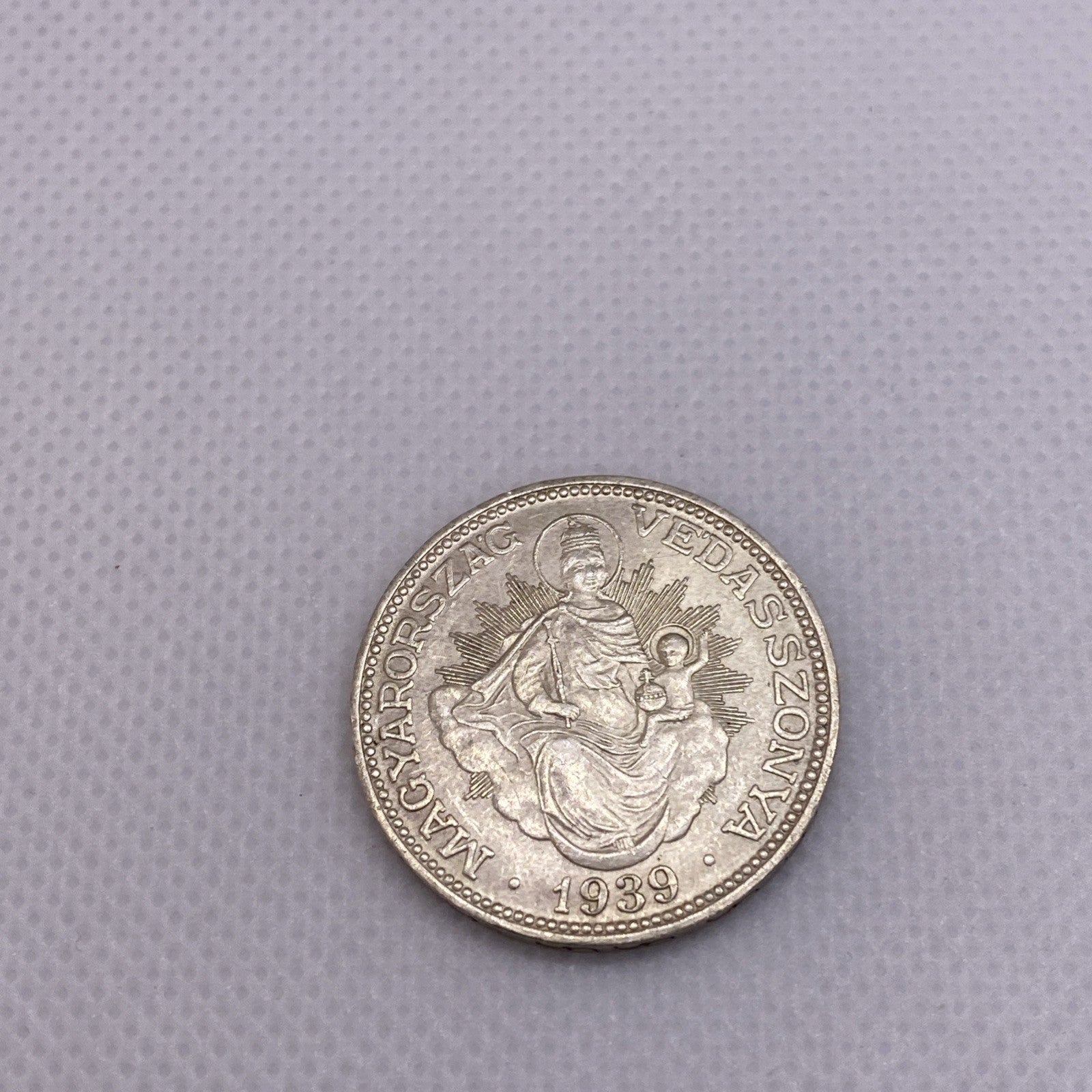 1939 2 Pengo Hungary Silver Coin Beautiful Silver Coin Uncirculated