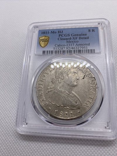 1811 Mo HJ Mexico 8 Reales Armored Bust Large Silver Coin PCGS XF Details #7951