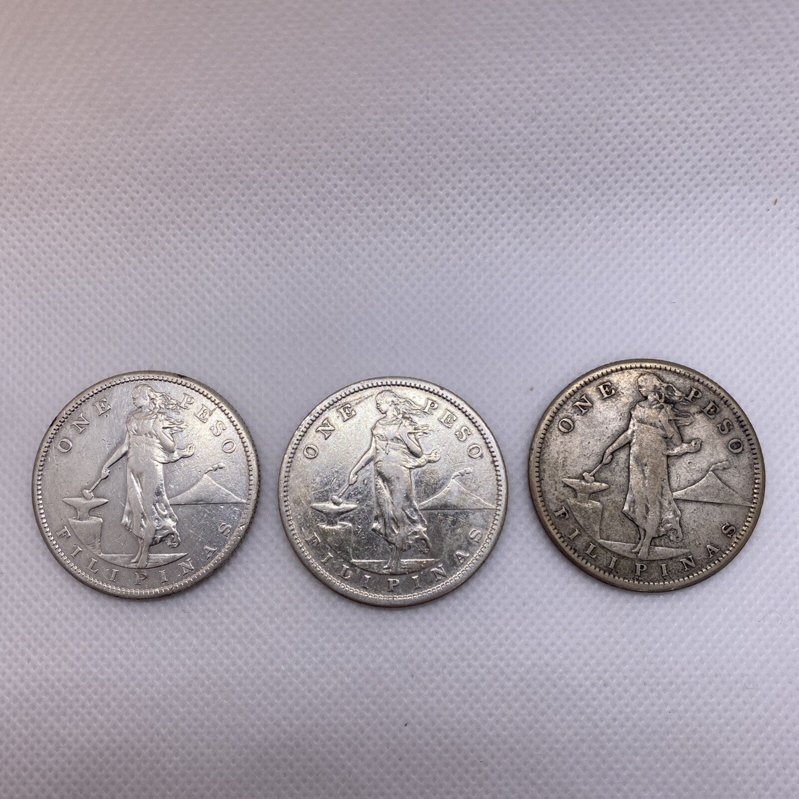 1907 S Three Silver One Pesos Phillipines 1907S #8932-10