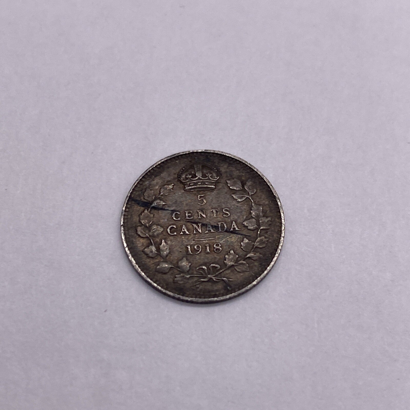 1918 CANADA 5 CENT SILVER COIN Canadian Five Cents #9177-10