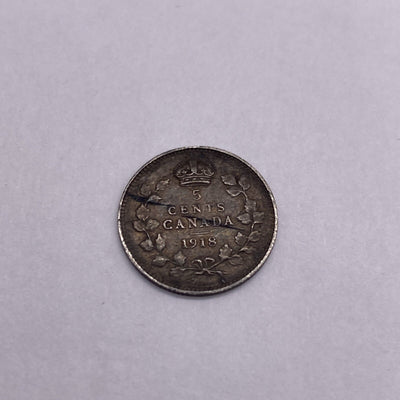 1918 CANADA 5 CENT SILVER COIN Canadian Five Cents #9177-10