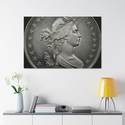 Flowing Hair Dollar Print Canvas Flowing Hair Dollar Coin Silver Flowing Hair