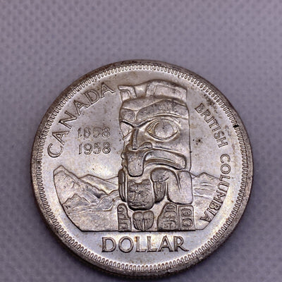 1958 CANADIAN SILVER DOLLAR BEAUTIFUL CANADA SILVER COIN #4700-10
