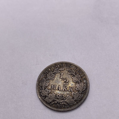 Germany, 1/2 mark, 1906 silver coin German Silver Coin #9228-10