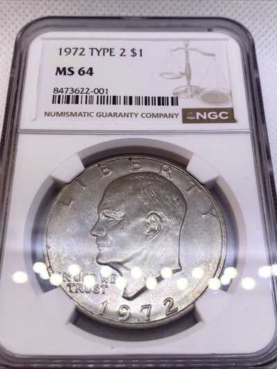 1972 EISENHOWER $1 TYPE 2 NGC MS64 TYPE II - IKE Dollar Rare High Grade