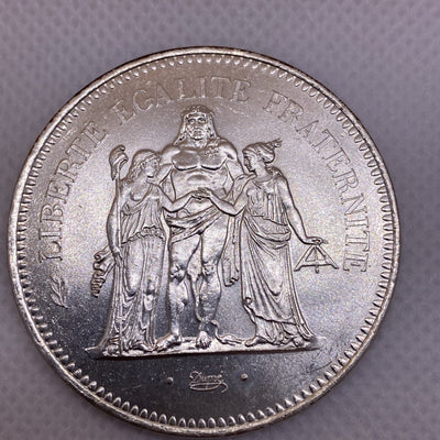 1976 France 50 Francs Silver Coin 50 Fr. Uncirculated Silver Coin #1287-10