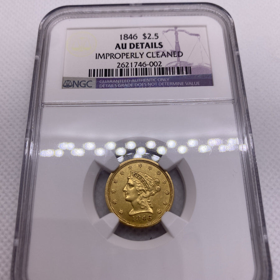 1846 $2.50 Liberty Gold Quarter Eagle AU Details NGC Key Date VERY RARE