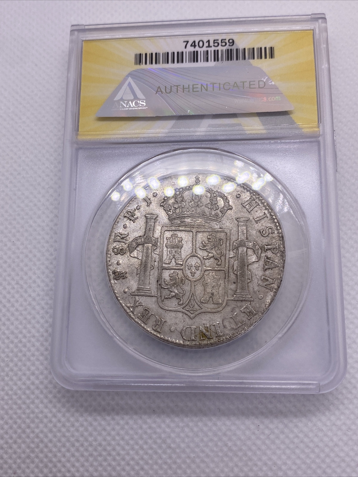 1818 PTS PJ Bolivia Silver 8R 8 Reales AU 50 Anacs Silver Potosi Mint #559