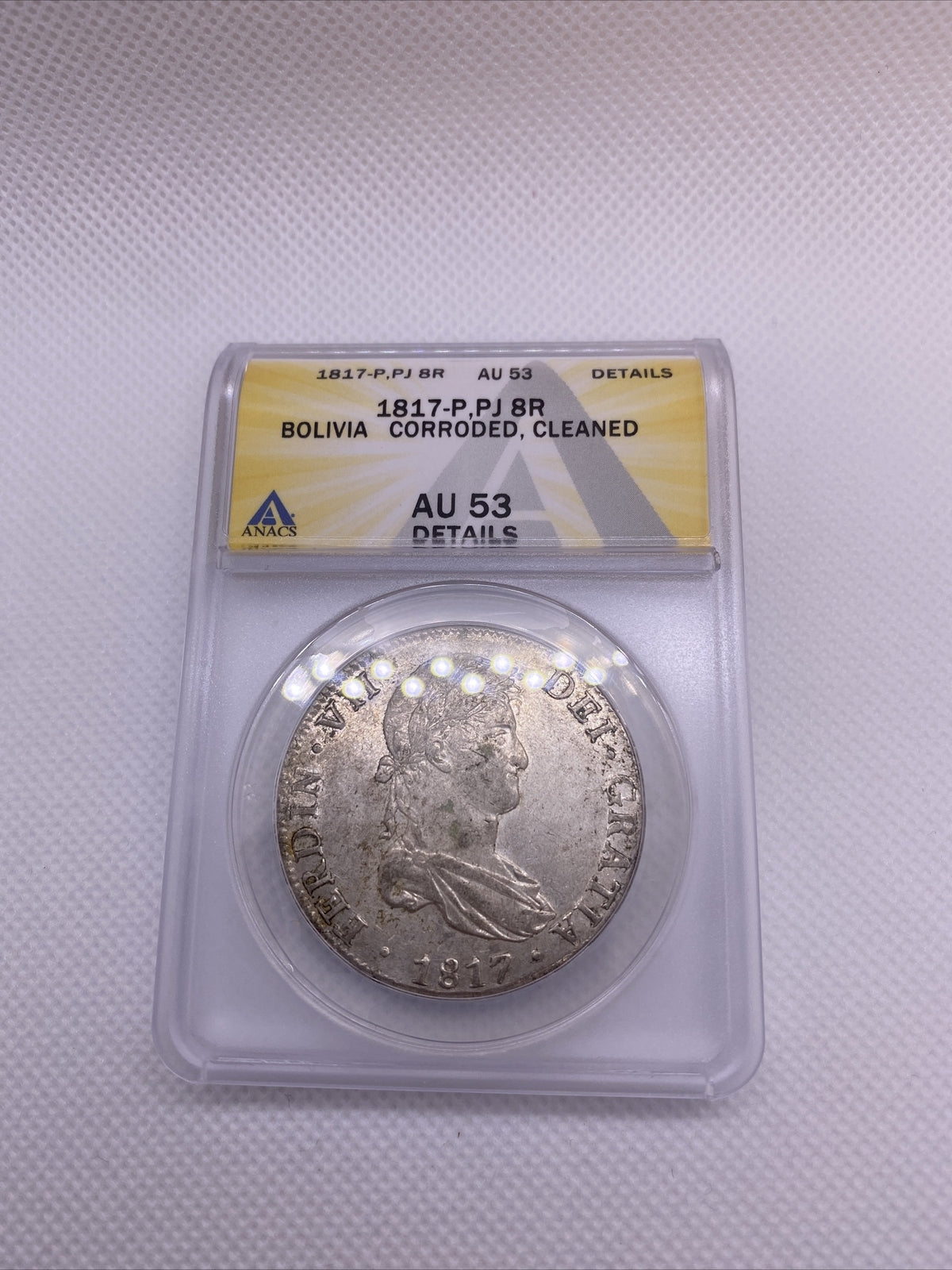 1817 PTS Bolivia 8 Reales 8R Anacs AU53 Details Silver Coin Colonial Rare #564