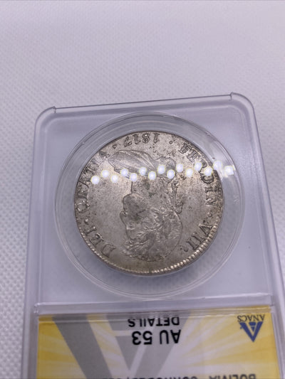 1817 PTS Bolivia 8 Reales 8R Anacs AU53 Details Silver Coin Colonial Rare #564