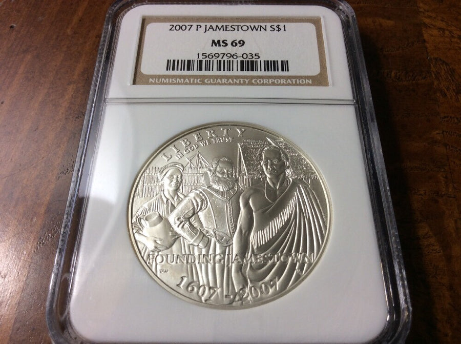 2007 JAMESTOWN  SILVER DOLLAR  NGC GRADED MS69 MS 69