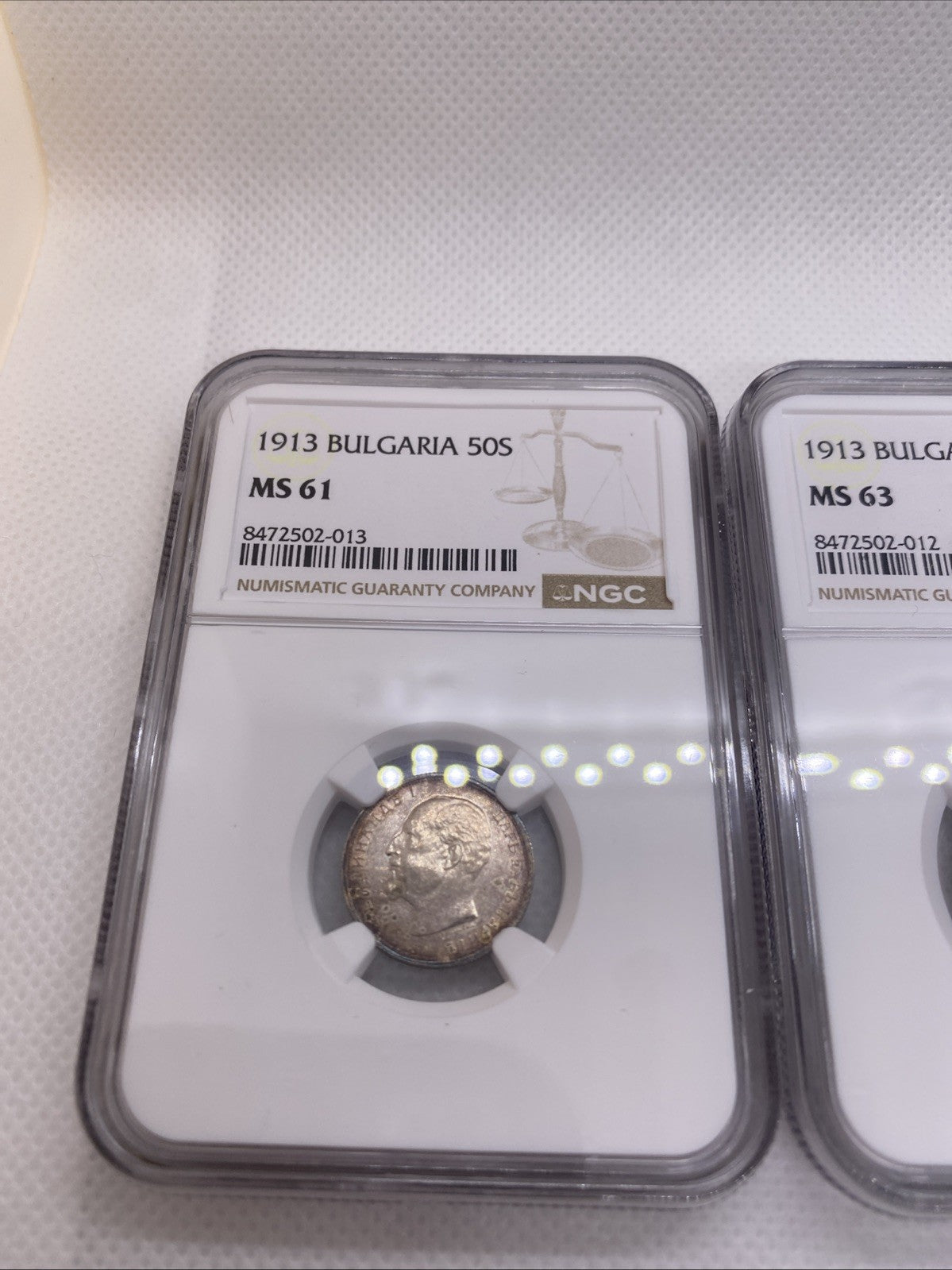 1913 Bulgaria Silver Coin Set 50S, 1 Lev, 2 Leva  Alexander I Coins RARE