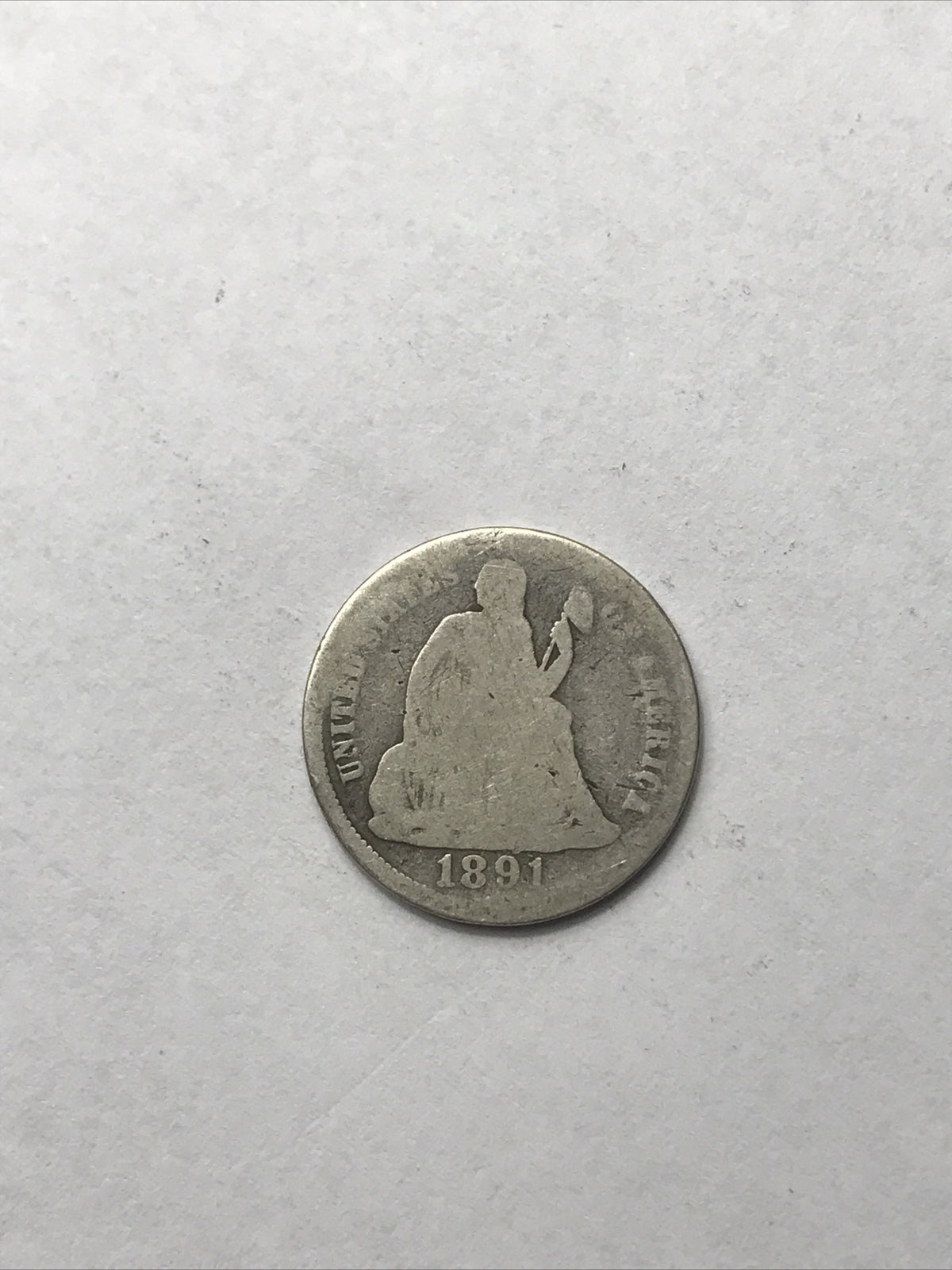 1891 Seated Liberty Dime Silver 90% Coin #BL91