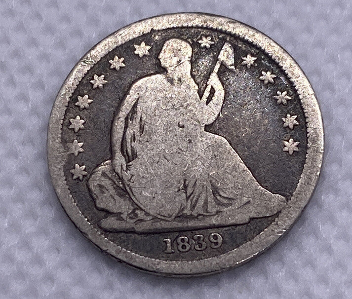 1839 Seated Liberty Dime Silver 10 Cents Coin Ten Cents #35119