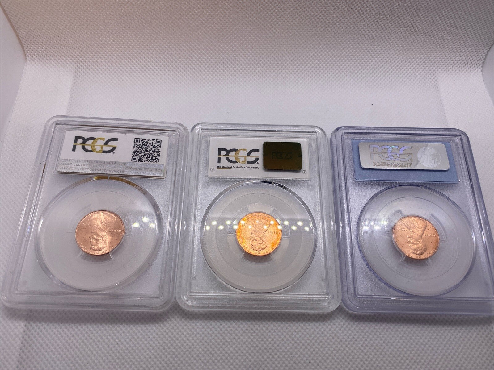 PCGS Sample Slabs  2010 D, 2014 P, 2017 D Lincoln Shield Cent THREE SAMPLE SLABS