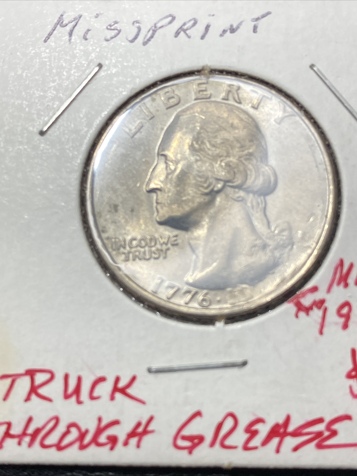 1998 P + 1996 P Kennedy Half Dollars + 1976 Quarter - Struck through Mint Errors