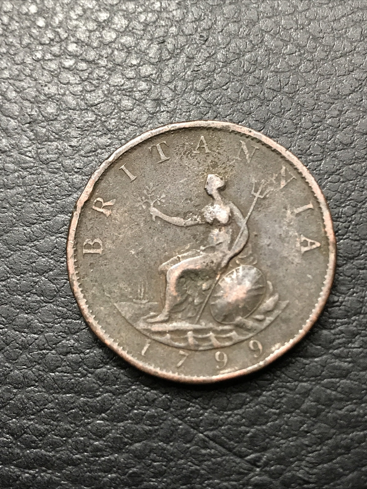 1799 Half Penny Britannia British George III Copper Coin #1799-GEWL