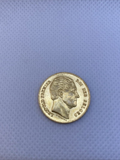 1865 20 Francs Belgium  .900 Fine Gold Coin Ruler King Leopold I  #9786
