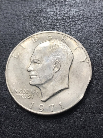 1971 Ike Dollar Clipped Planchet Error Eisenhower $1 One Dollar Error Coin