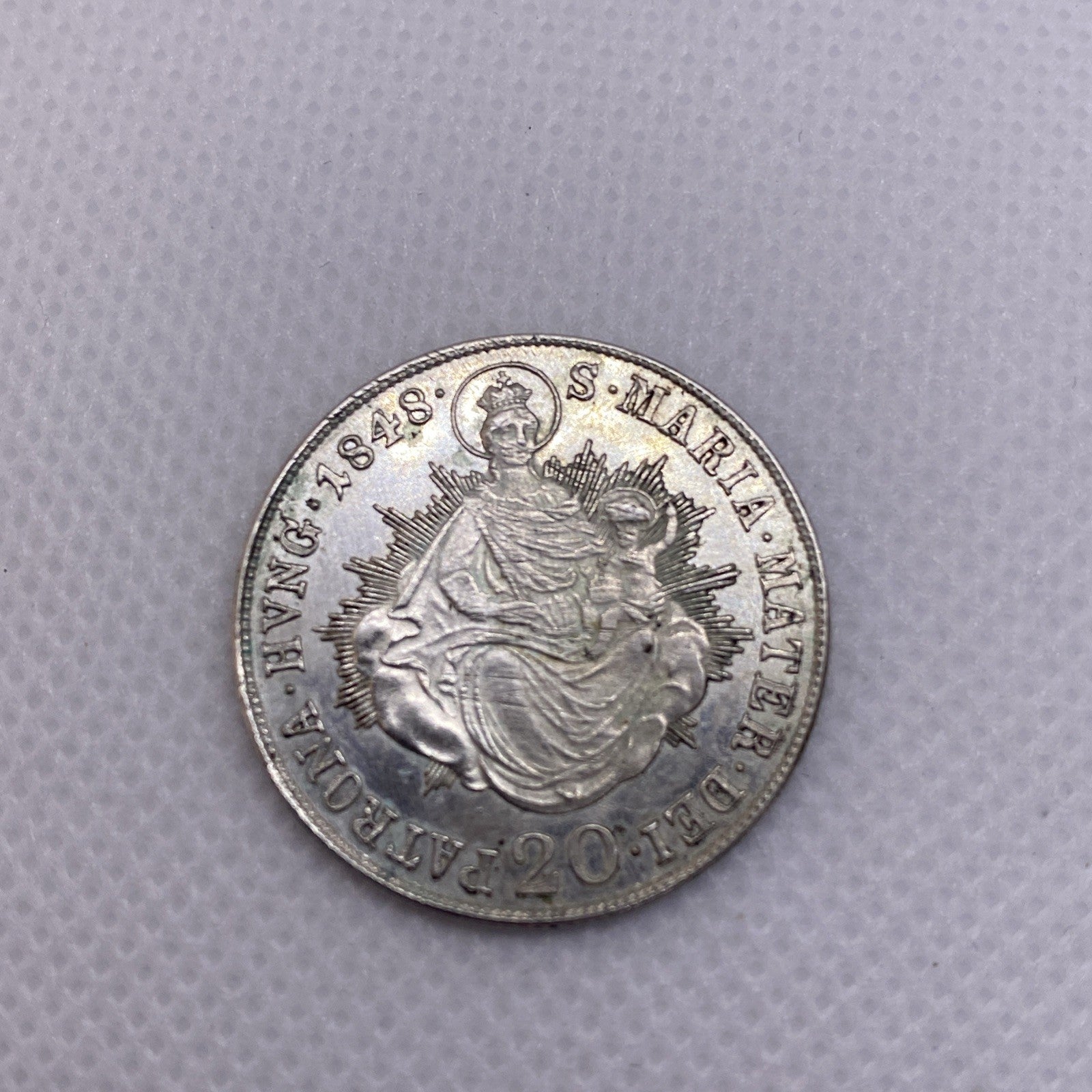 1848 B Hungary 20 Krajczar Silver Coin
