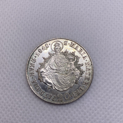 1848 B Hungary 20 Krajczar Silver Coin