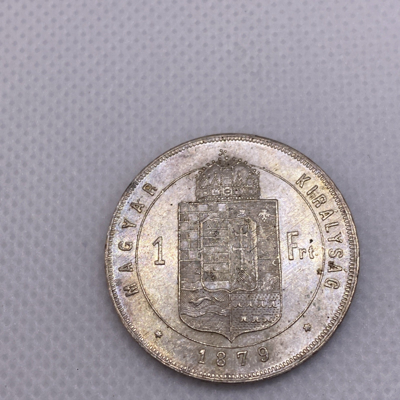 1879 KB One Forint Hungary Silver Coin King Franz Josef Uncirculated