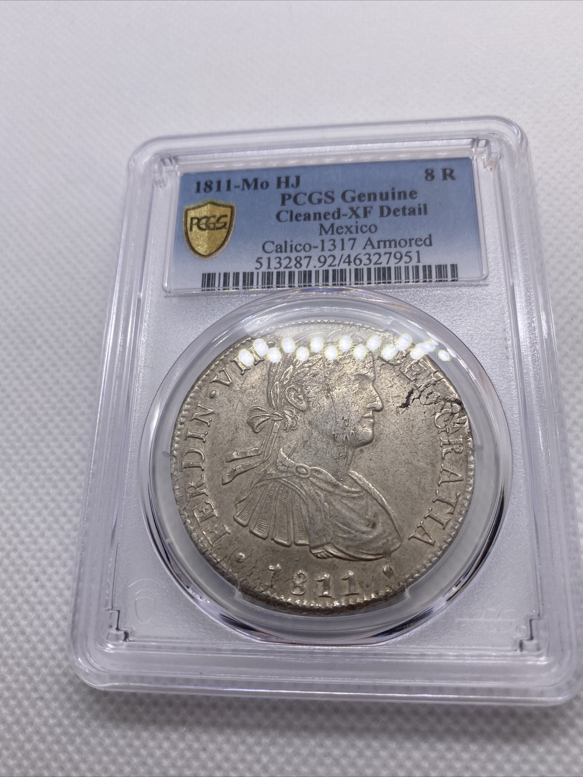 1811 Mo HJ Mexico 8 Reales Armored Bust Large Silver Coin PCGS XF Details #7951